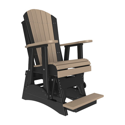 LuxCraft 2′ Adirondack Balcony Glider Chair - 2APBAG - Weatherwood / Black