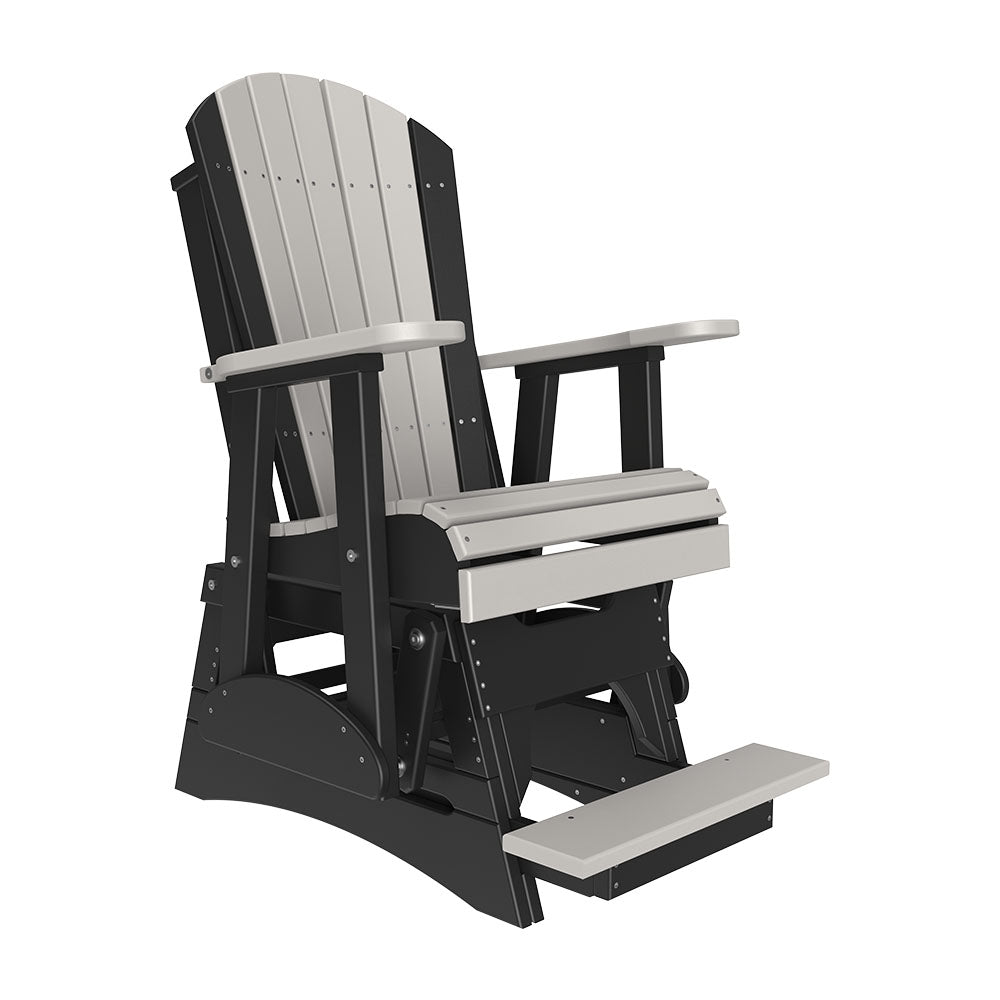 LuxCraft 2′ Adirondack Balcony Glider Chair - 2APBAG - Dove Gray / Black