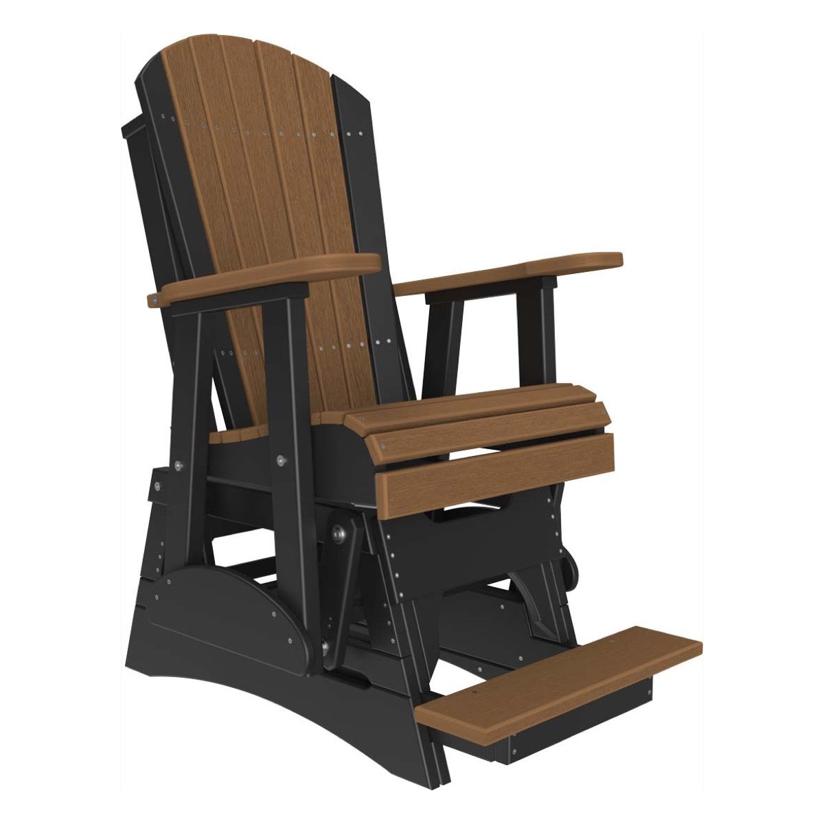 LuxCraft 2′ Adirondack Balcony Glider Chair - 2APBAG - Antique Mahogany / Black