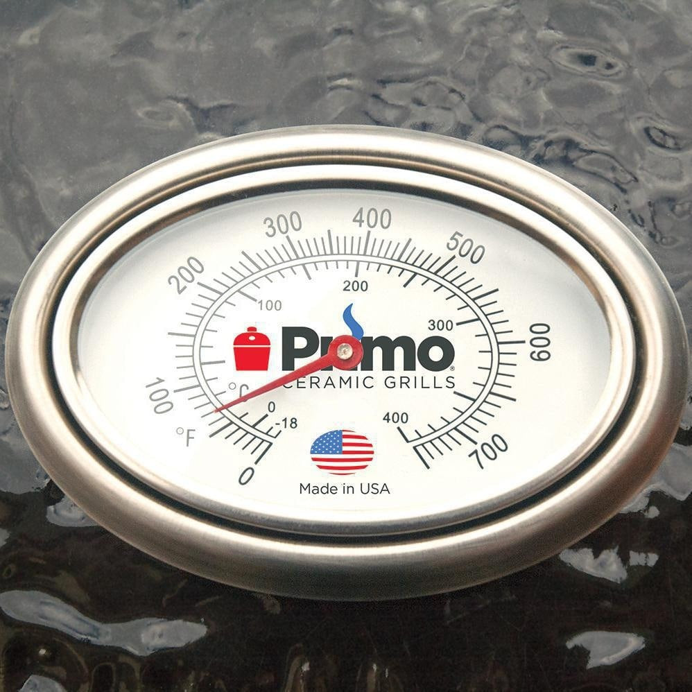 Primo All-In-One Oval XL 400 Ceramic Kamado Grill With Cradle, Side Shelves, And Stainless Steel Grates (PGCXLC), image 4