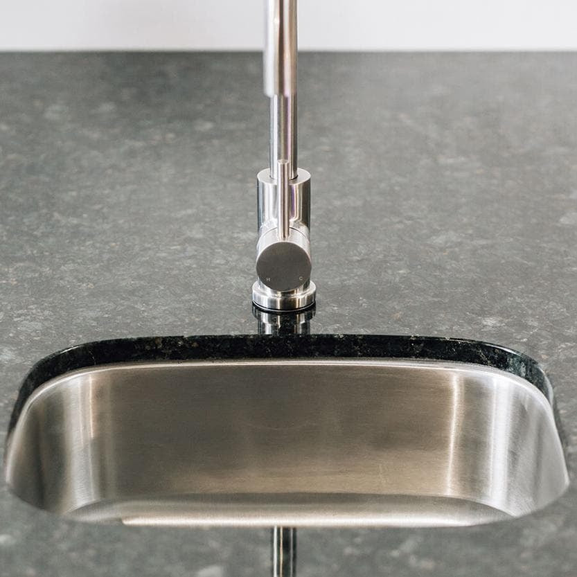 Summerset 18 X 15 Undermount Sink W/ Goose Neck Faucet - Installed Front View
