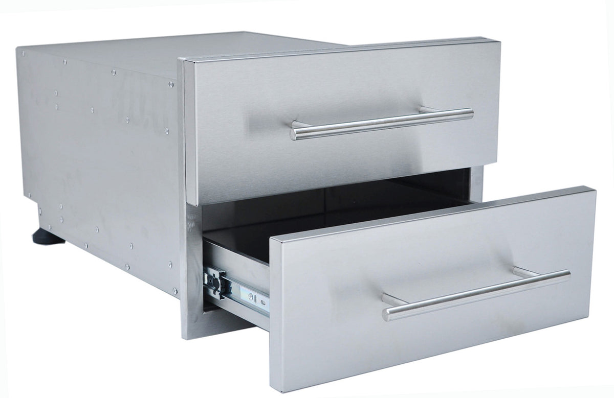 Sunstone DE-DD13 double drawer with lower drawer open on soft-close slide