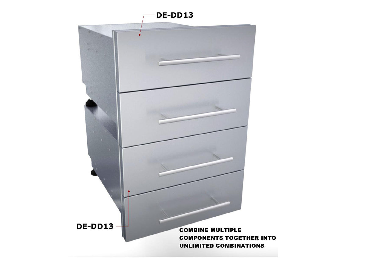 Two Sunstone DE-DD13 double drawers stacked into a four-drawer column