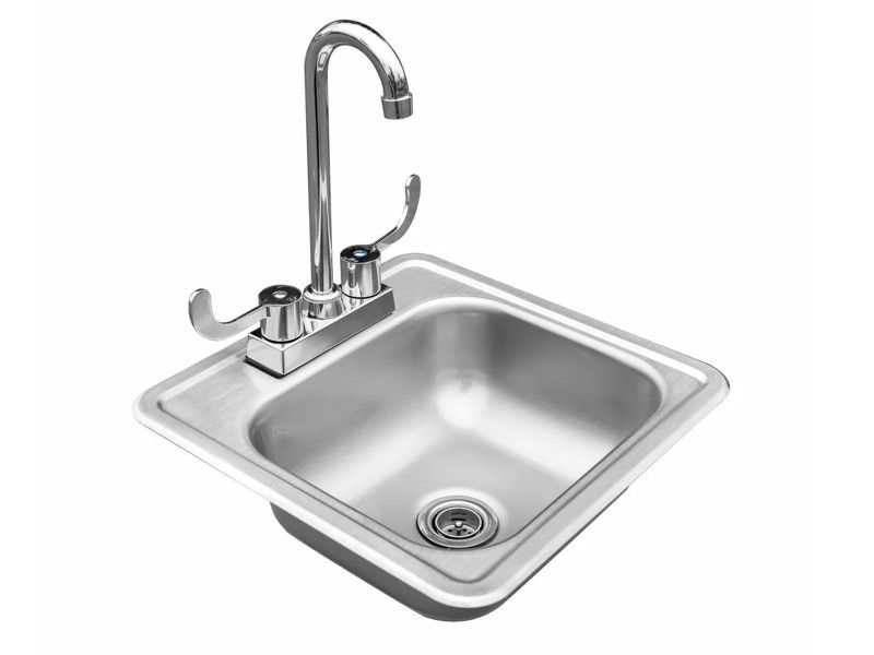 TrueFlame 15"x15" Drop-in Sink - TF-NK-15D - Angled View