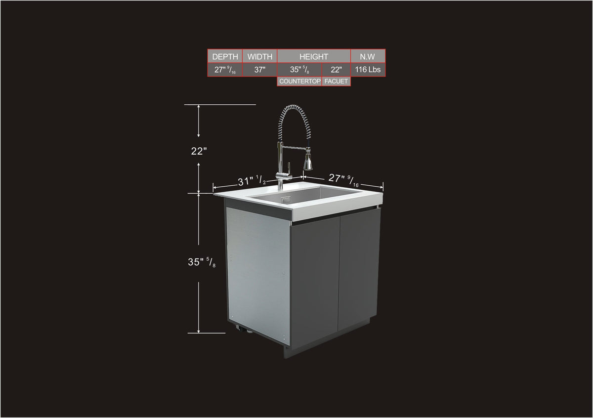 Whistler WMK-SC-WG sink cabinet dimension drawing