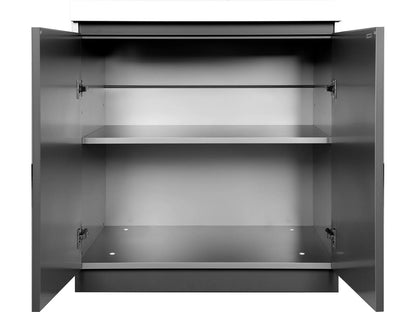 Whistler 31-Inch Stainless Steel Double Door Cabinet - WMK-DDC-WG - Doors Open