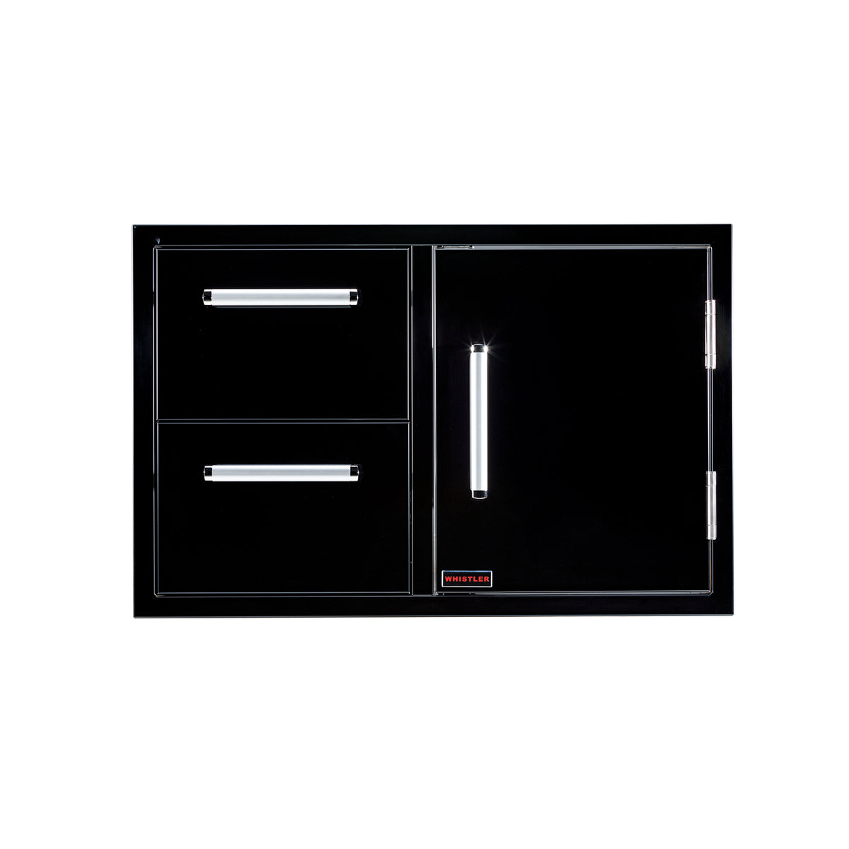 Whistler Grills black stainless door and double drawer combo CBADC-B, front view