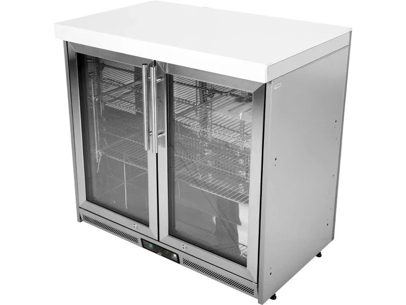 Whistler Fairford Grey Double Door Fridge - WMK-DDFCWG - Angled View