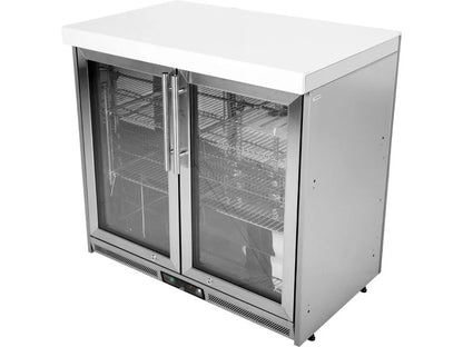 Whistler Fairford Grey Double Door Fridge - WMK-DDFCWG - Angled View