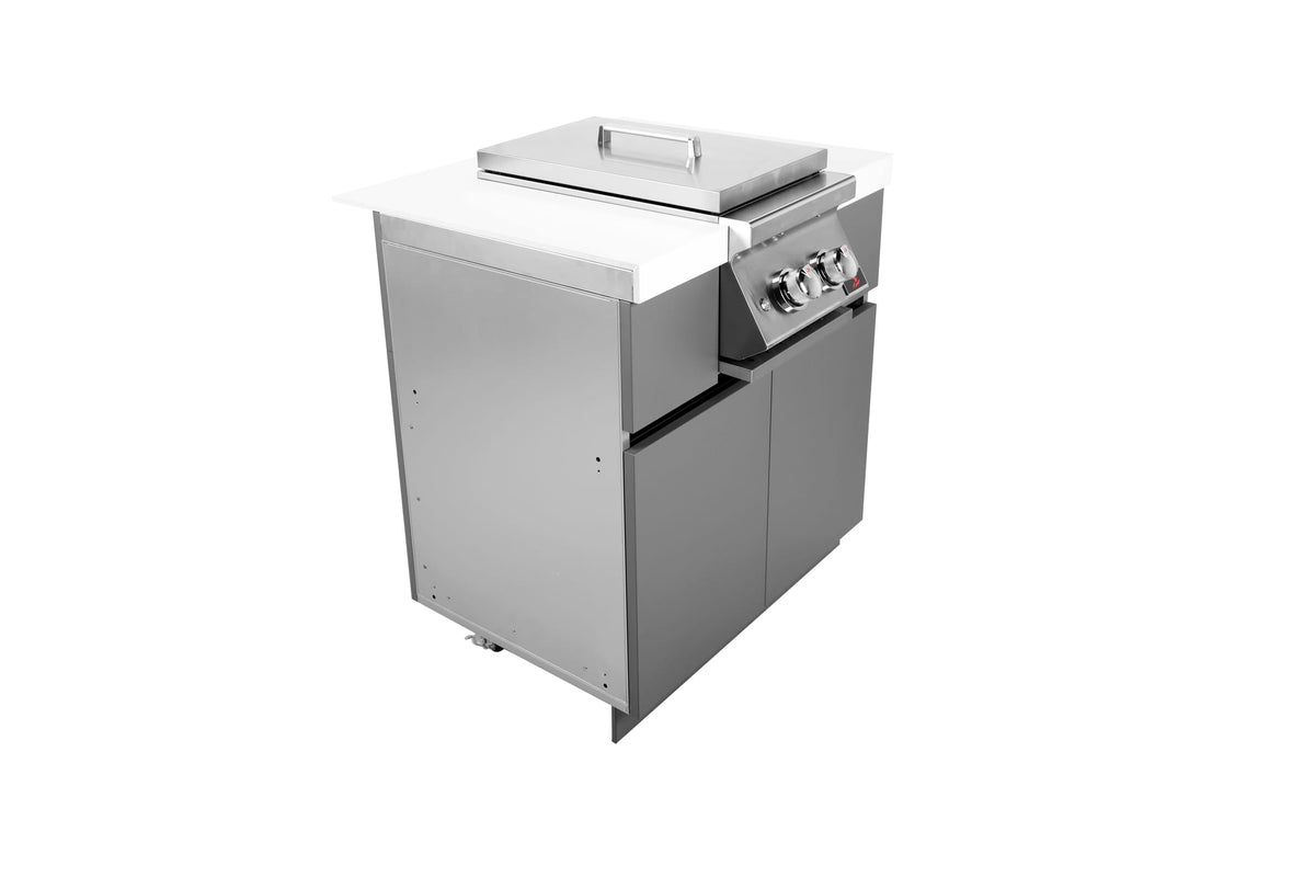 Whistler WMK-SBC-WG side burner cabinet, angled view with lid closed