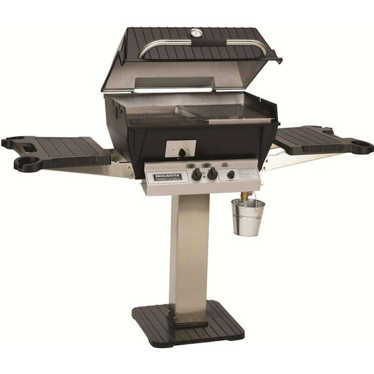 Broilmaster Q3X Qrave Gas Grill On Stainless Steel Patio Post - Q3X + SS26P + SKFB2 (2)