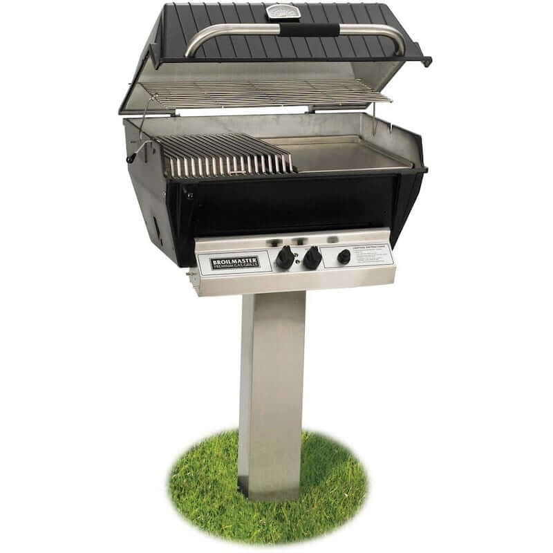 Broilmaster P3-SX Super Premium Gas Grill On Stainless Steel In-Ground Post - P3SX+SS48G - Full Grill View