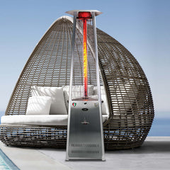 Lava Heat 2G Triangle Flame Tower Heater 92.5-inch 66 K BTU Remote Control Push Button Ignition Stainless Steel Liquid Propane - ASSEMBLED