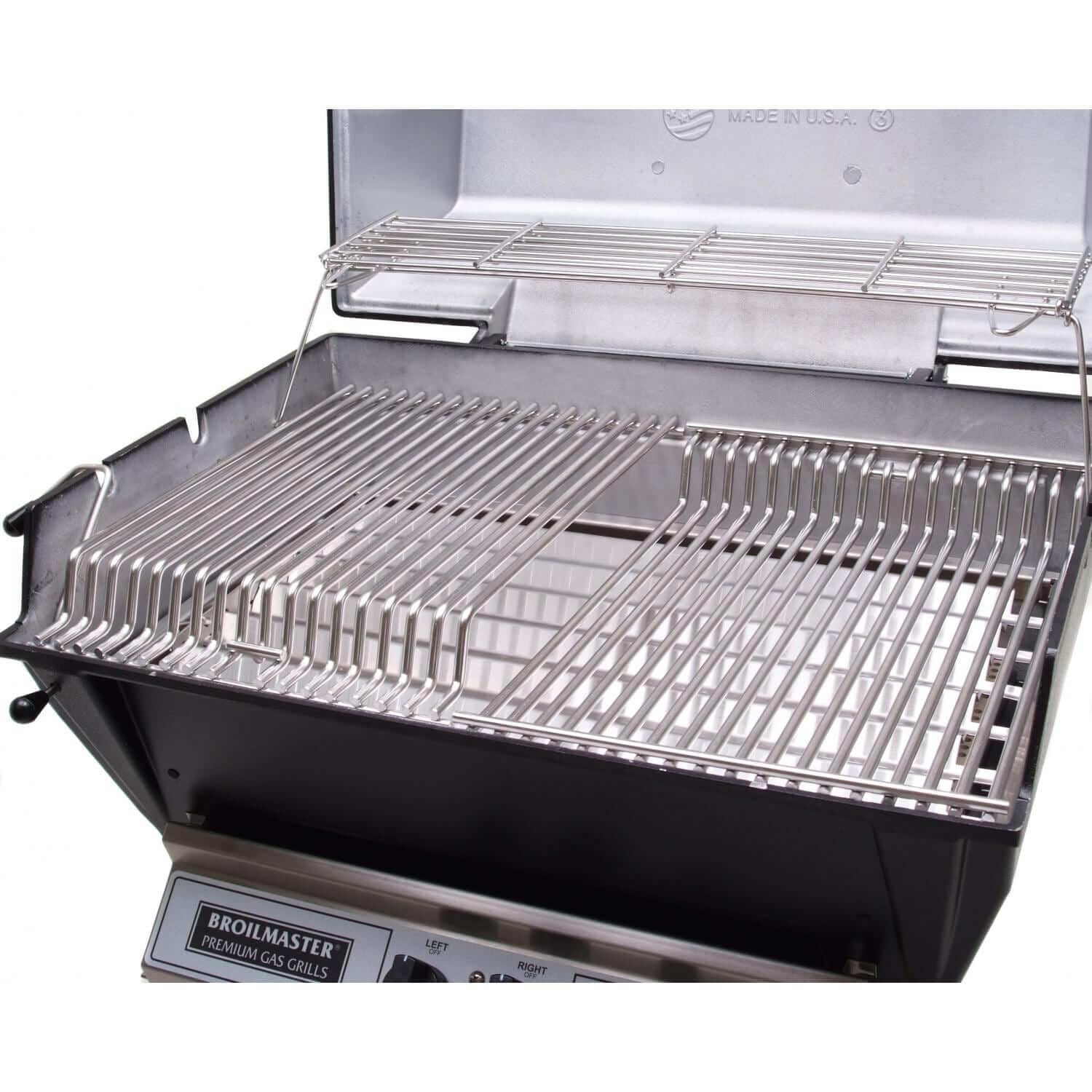 Broilmaster P3-SX Super Premium Gas Grill On Stainless Steel Patio Post - P3SX+SS26P - Inside Grids