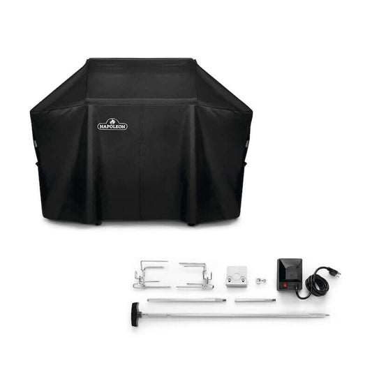 Napoleon Rogue 525 Grill Cover & Rotisserie Kit Bundle