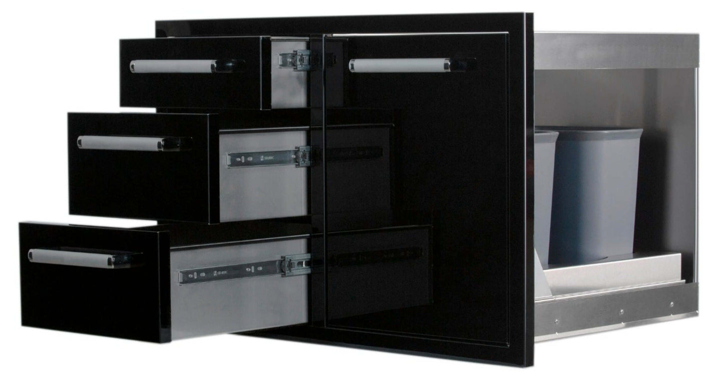 Bonfire Black stainless steel outdoor kitchen and BBQ island Door and Drawer Combo Black Series