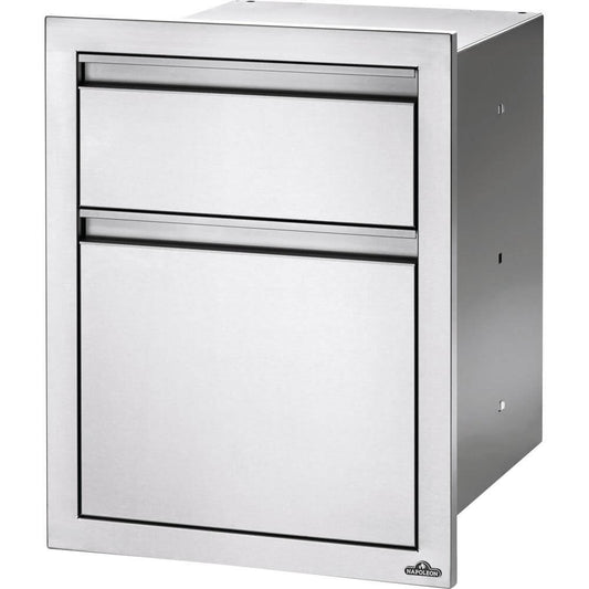 Napoleon 18-Inch Stainless Steel Double Waste Bin Drawer With Paper Towel Holder - BI-1824-1W