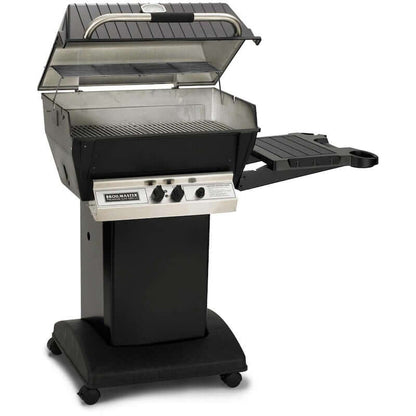 Broilmaster H3 Deluxe Natural Gas Grill On Black Cart With Black Drop Down Side Shelf - H3-PK1N