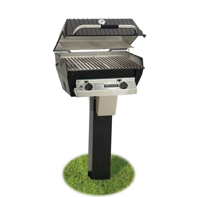 Broilmaster R3 Infrared Gas Grill On Black In-Ground Post - R3+BL48G - Full View