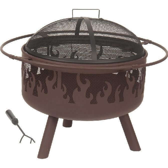 Alpine Flame 32-Inch Brown Steel Portable Wood Burning Fire Pit With Flame Design