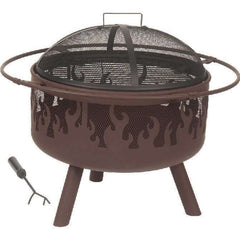 Alpine Flame 32-Inch Brown Steel Portable Wood Burning Fire Pit With Flame Design - M&K Grills