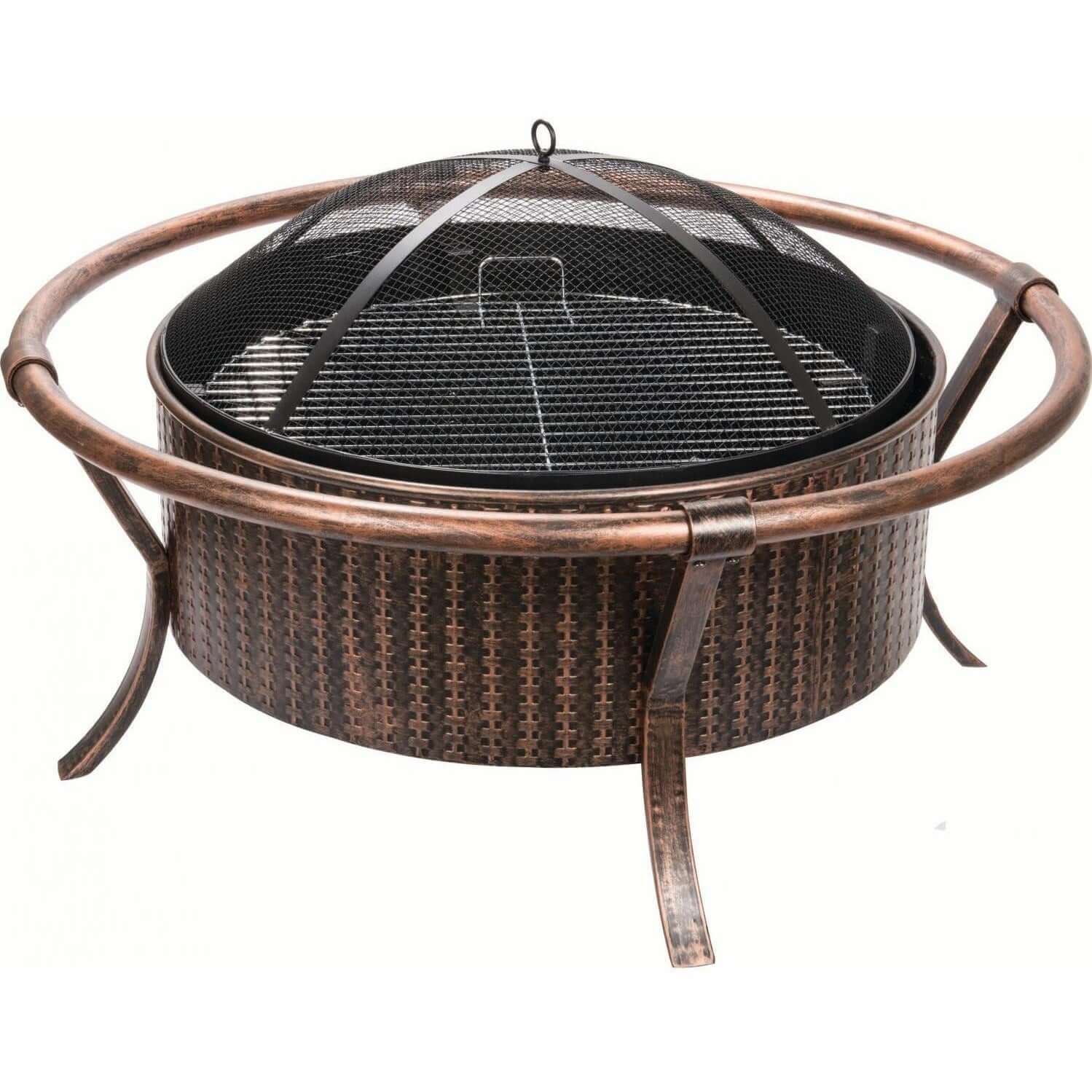 Alpine Flame 37-Inch Copper And Black Wood Burning Fire Pit With Weave Design
