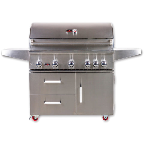 Bonfire 42-Inch 5 Burner Cart Gas Grill W/ Rotisserie Kit - M&K Grills