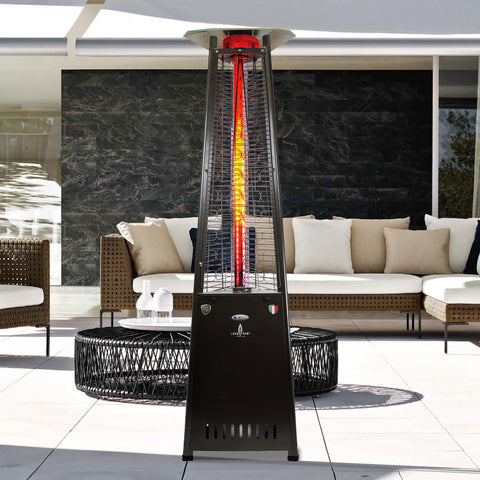 Lava Heat 2G Triangle Flame Tower Heater 92.5-inch 66 K BTU Remote Control Push Button Ignition Hammered Black Natural Gas - ASSEMBLED