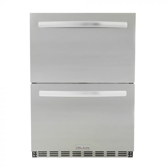 Blaze Outdoor Rated Stainless Steel Double Drawer Refrigerator, 5 Cu Ft., 24-inches - BLZ-SSRF-DBDR5.1