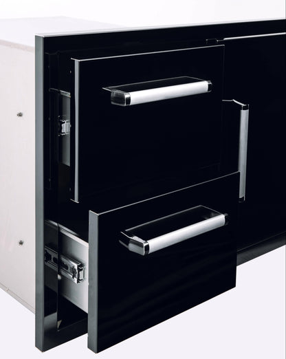 Bonfire-Black-stainless-steel-outdoor-kitchen-and-BBQ-island-Door-and-double-Drawer-Combo-Black-Series-CBADC-B-2