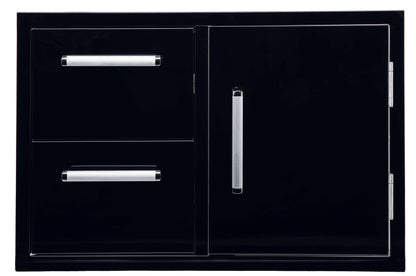 Bonfire-Black-stainless-steel-outdoor-kitchen-and-BBQ-island-Door-and-double-Drawer-Combo-Black-Series-CBADC-B