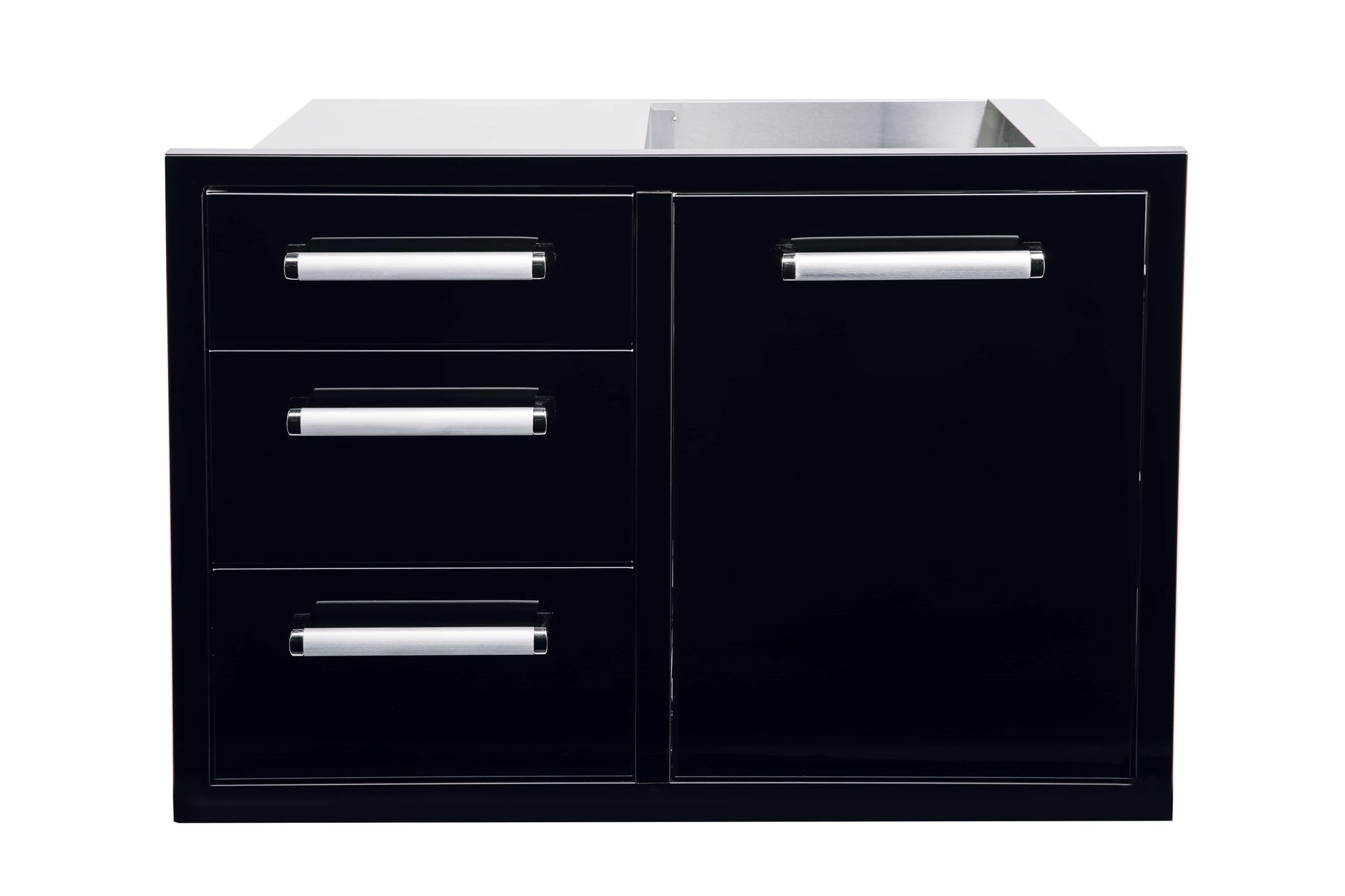 Bonfire-Black-stainless-steel-outdoor-kitchen-and-BBQ-island-Door-and-triple-Drawer-Combo-Black-Series-CBATDT-B