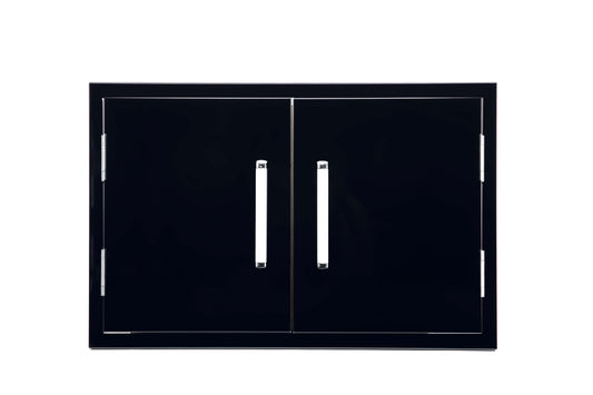 Bonfire-Black-tainless-Steel-Outdoor-Kitchen-Storage-Access-double-door-Black-Series-CBADD-B