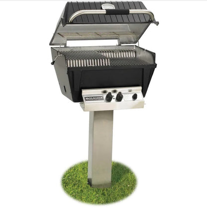 Broilmaster P4-XF Premium Gas Grill On Stainless Steel In-Ground Post - P4-XF + SS48-G - Full Grill View