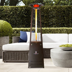 Lava Heat Italia Lava lite Triangle Flame Tower Heater 92-inch 56K BTU Electronic Ignition Hammered Black Liquid Propane Assembled AL8MPBL