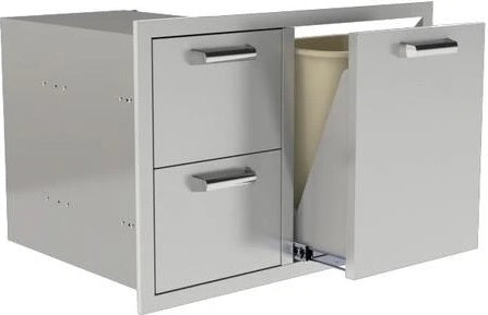 M&K Signature Premium Series 39-Inch Double Drawer & Roll-Out Trash Propane Bin On Right Combo - MNK-350H-DDC-39/TR-R