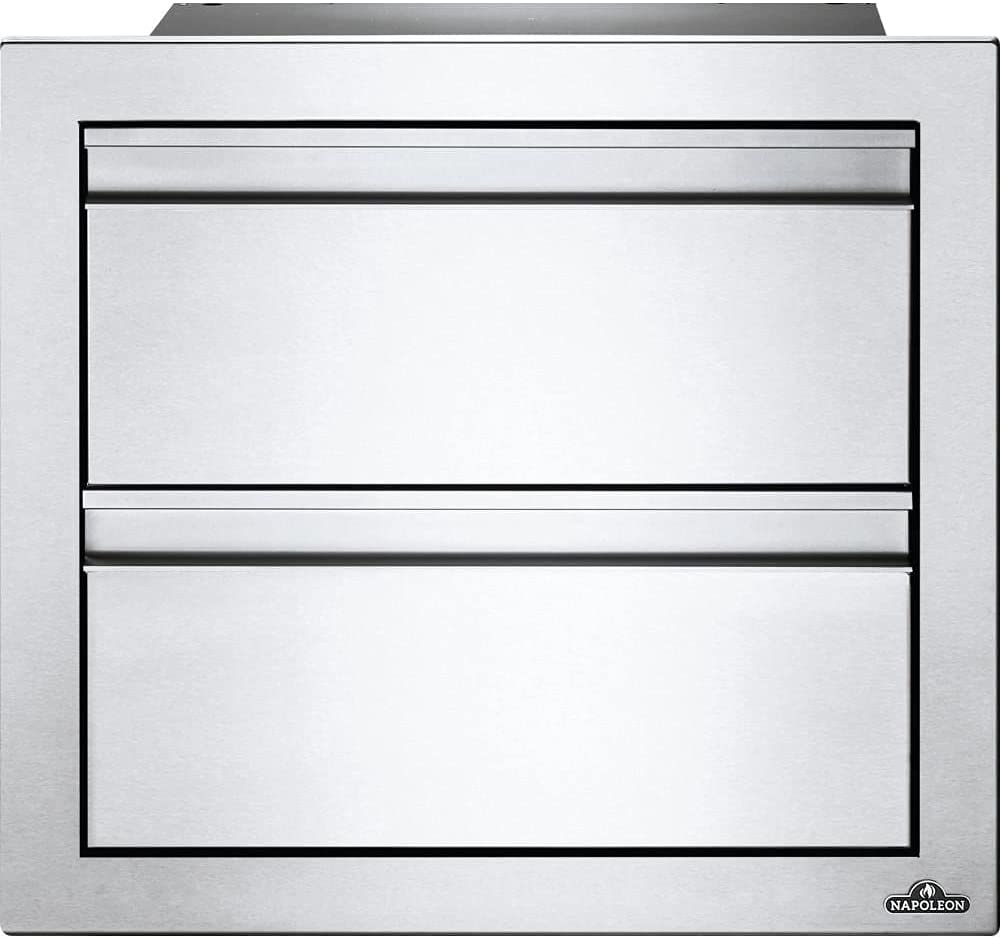 Napoleon 18-Inch Stainless Steel Double Drawer - BI-1816-2DR - Front View