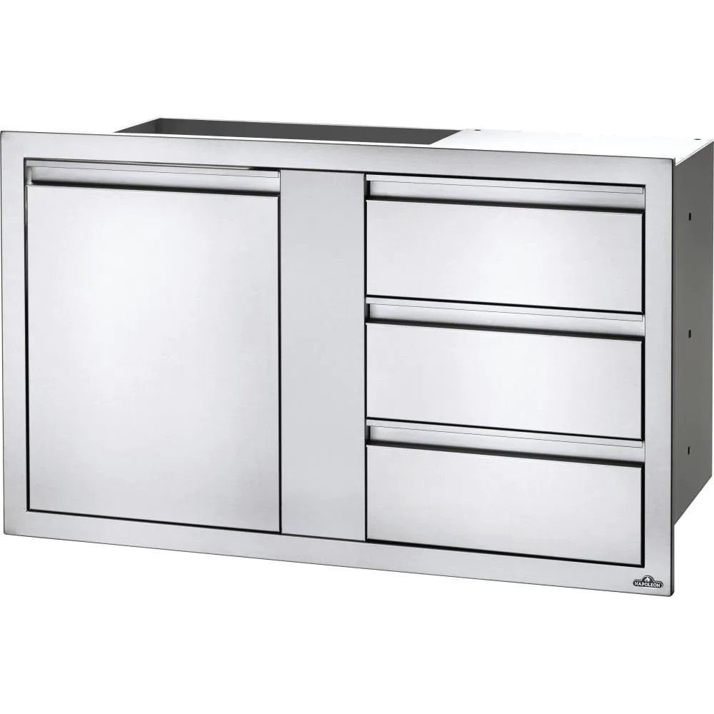 Napoleon 42-Inch Stainless Steel Large Single Door and Triple Drawer - BI-4224-1D3DR