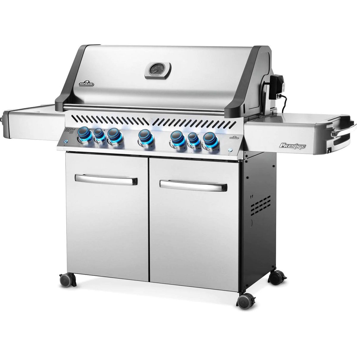 Napoleon Prestige 665 Propane Gas Grill with Infrared Rear Burner and Infrared Side Burner and Rotisserie Kit - P665RSIBPSS
