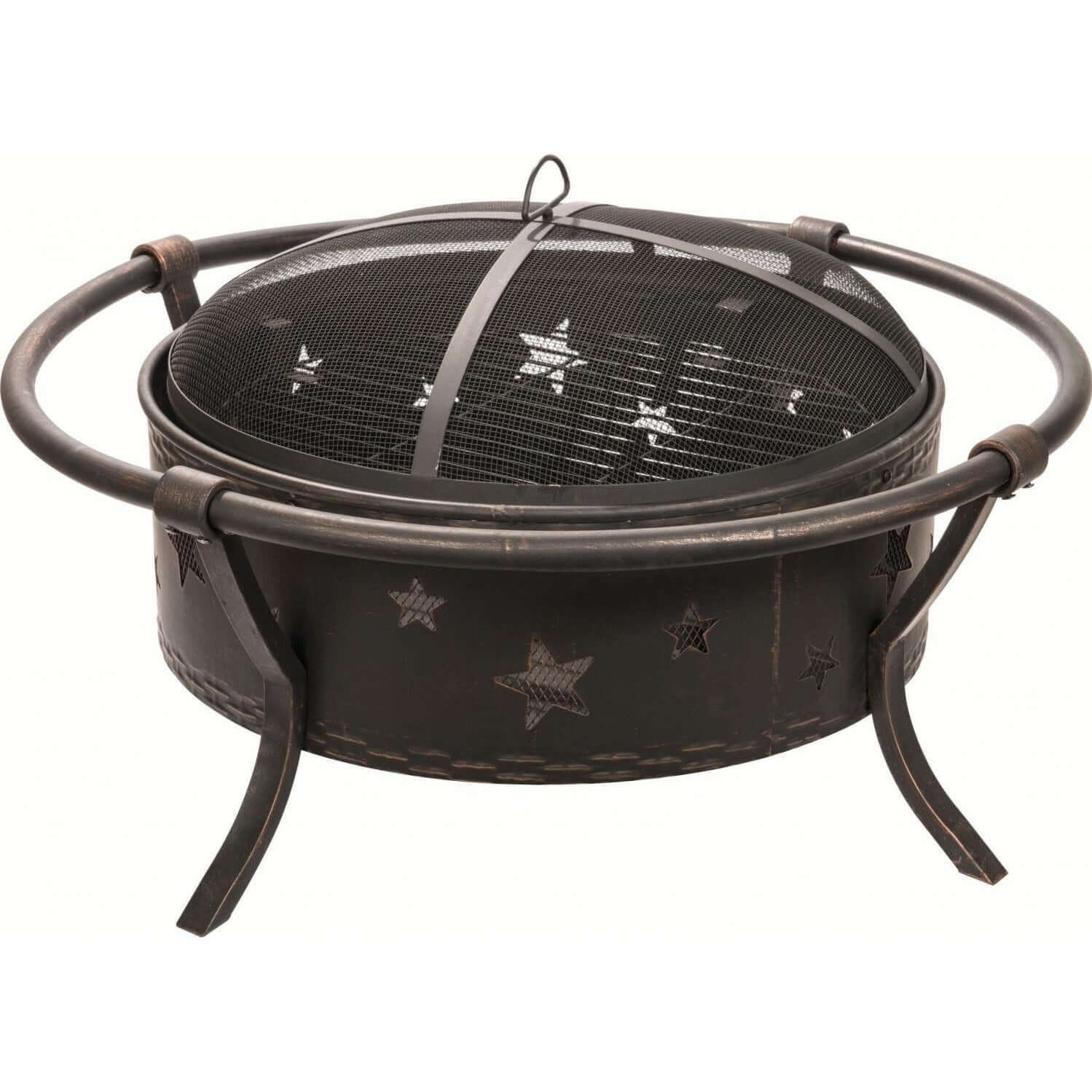 Alpine Flame 37-Inch Bronze Wood Burning Fire Pit With Star Design