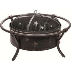Alpine Flame 37-Inch Bronze Wood Burning Fire Pit With Star Design - M&K Grills