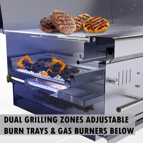 Sunstone 42-Inch Built-In Dual Zone Charcoal Grill - SUNCHDZ42