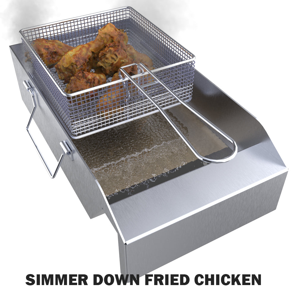Sunstone 10" Wide Deep Fryer w/Cover, Steamer Tray, & Fryer Basket (Works with Ruby Series Grills, SUN13CPRO & SUNCHSZ30IR)