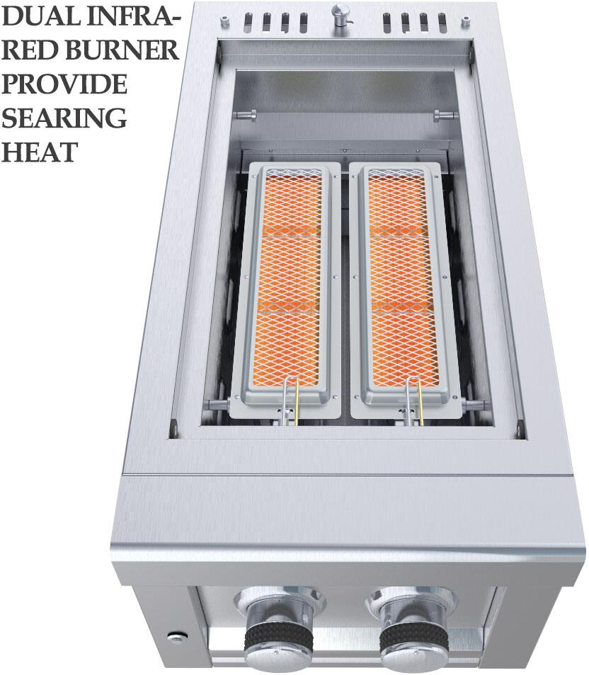 Sunstone 13" Companion Pro Burner w/Cooking Grates & Flavorizer Rack & LED Accent Light-Propane - SUN13CPRO-NG