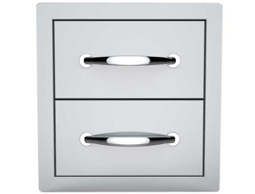 Sunstone 14" Flush Double Access Drawer - B-DD12 - Two-drawer metal cabinet with horizontal handles.