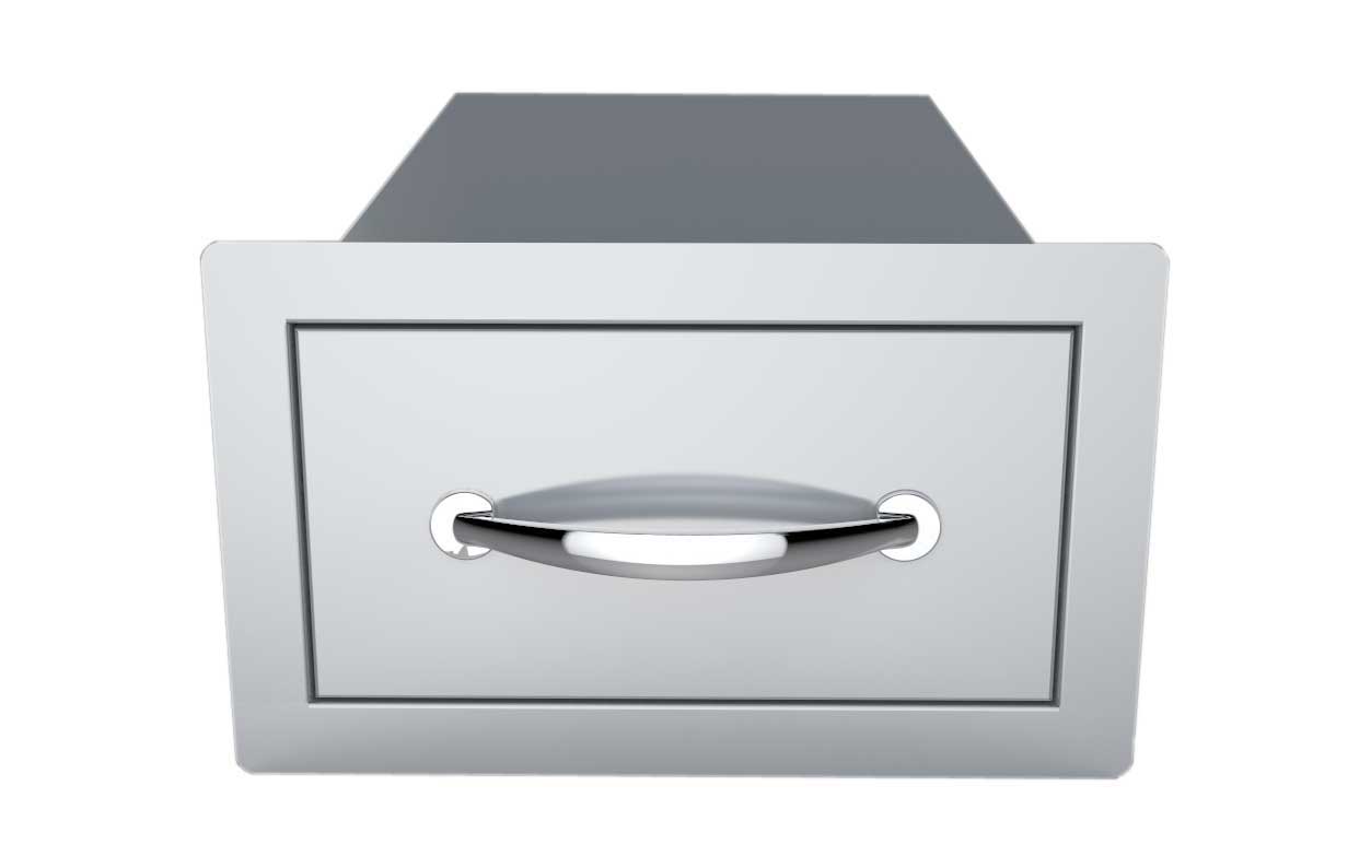 Sunstone 14" Flush Single Access Drawer - B-SD6 - Metal drawer slightly pulled out with a visible handle