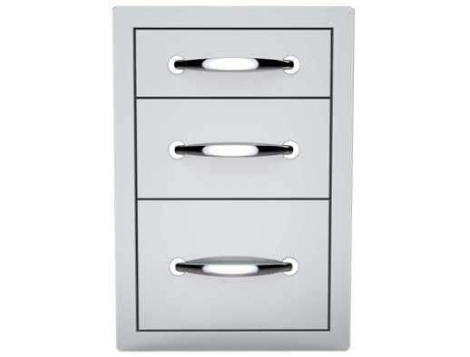 Sunstone 14" Flush Triple Access Drawer - B-TD18 - Three-drawer metal cabinet with horizontal handles.