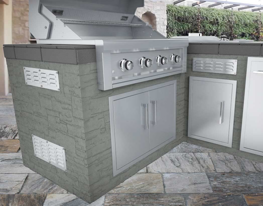 Sunstone 15"x 4-1/2"Stainless Steel Venting Panel - Vent-S - Outdoor kitchen with venting panels installed.