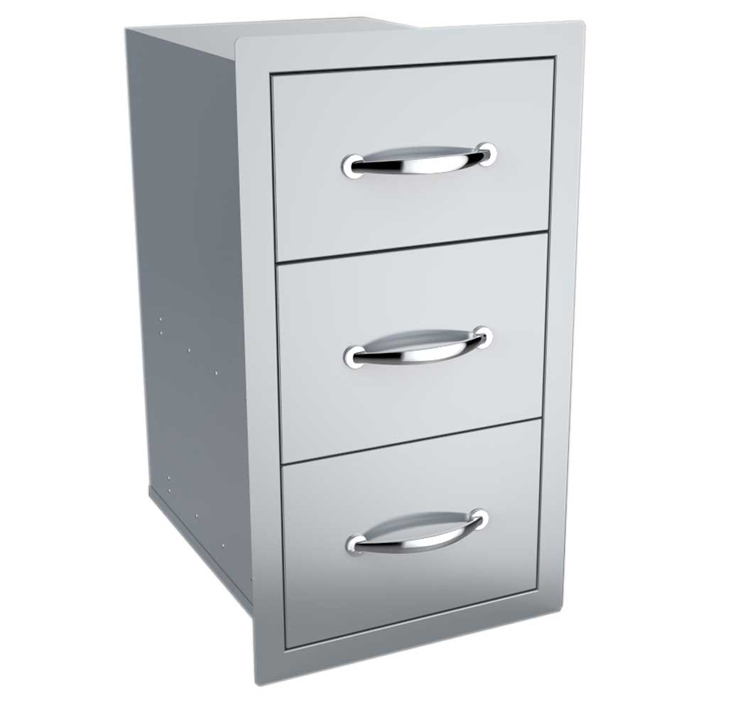 Sunstone 17" Flush Drawer & Paper Holder Combo - A-DPCF - Angled view of a three-drawer metal cabinet.