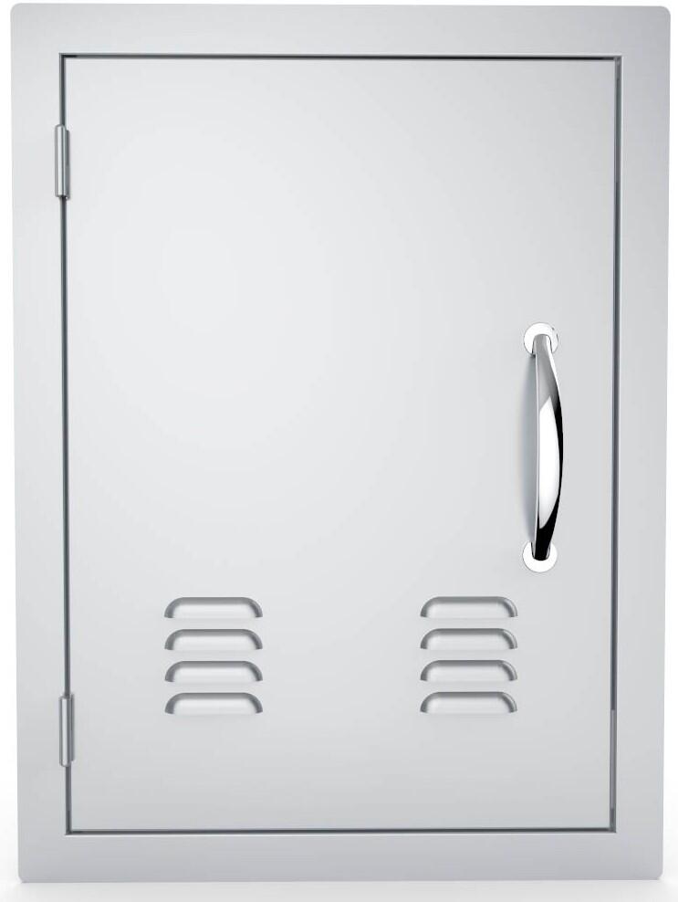 Sunstone 17" x 24" Left Swing Vertical Vented Door - A-DV1724-L - Front view of stainless steel vented door with handle.